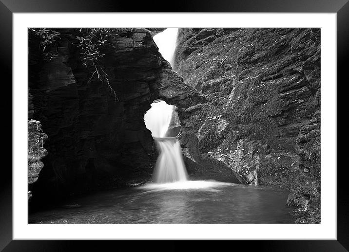 Nectans Glen Waterfall Framed Mounted Print by David Wilkins