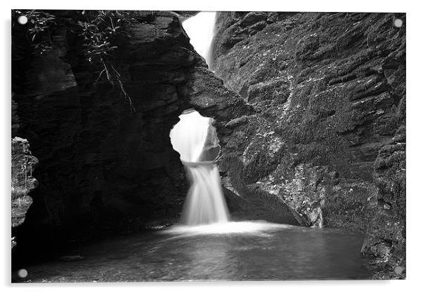 Nectans Glen Waterfall Acrylic by David Wilkins