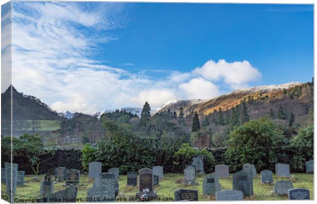 Patterdale Church yard Canvas Print by Mike Hughes