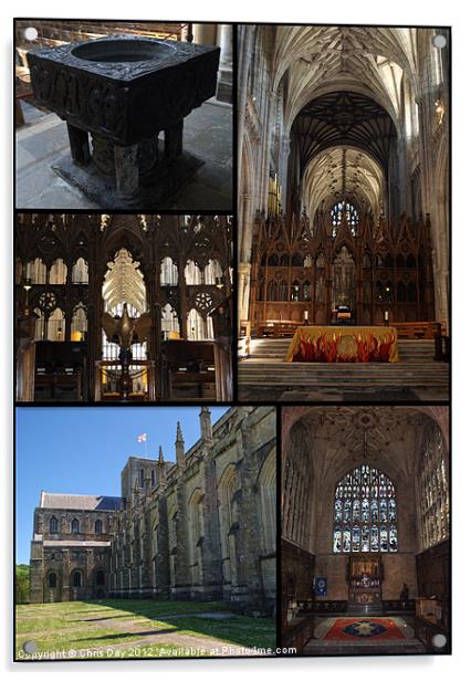 Winchester Cathedral Collage. Acrylic by Chris Day