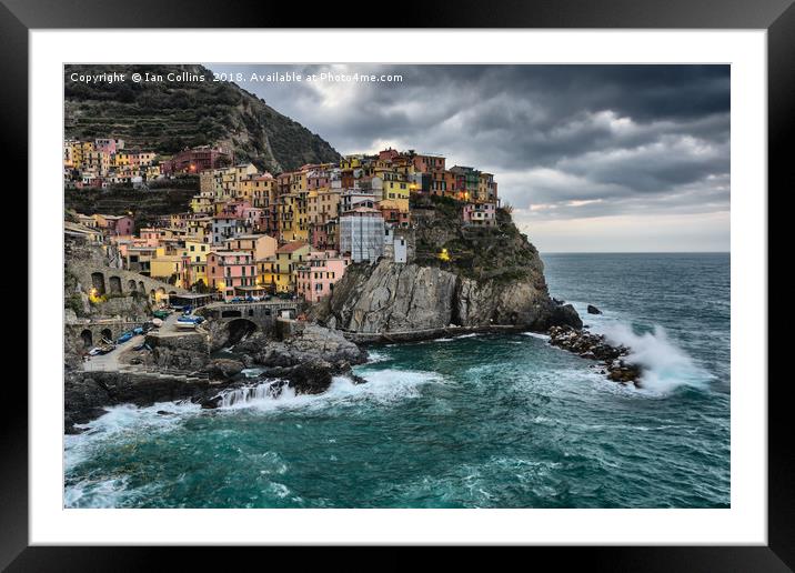 Stormy Early Morning in Manarola Framed Mounted Print by Ian Collins