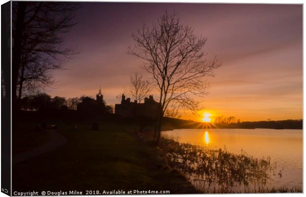 Sunset over Linlithgow Loch Canvas Print by Douglas Milne