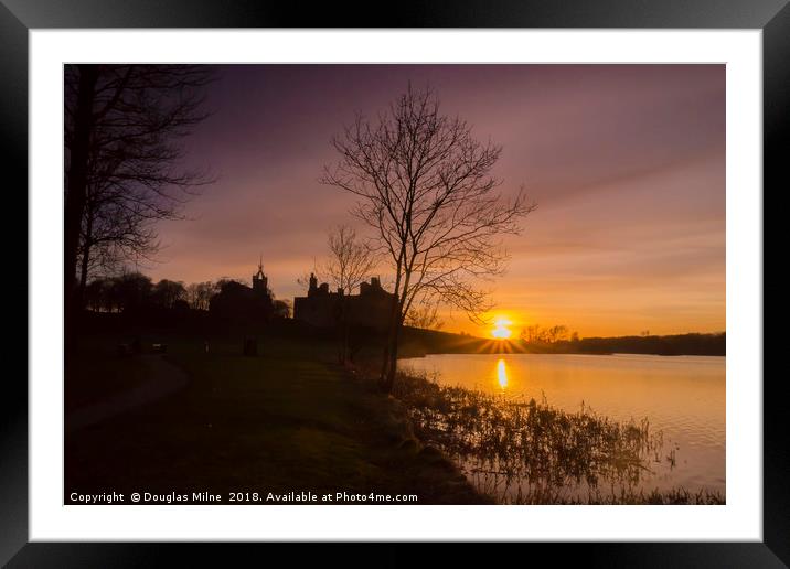 Sunset over Linlithgow Loch Framed Mounted Print by Douglas Milne