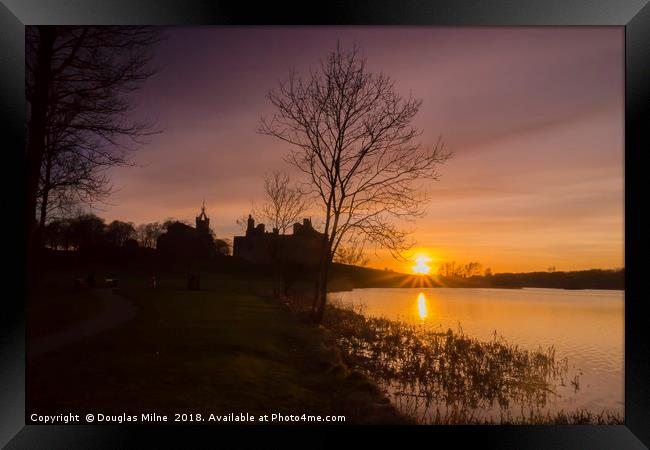 Sunset over Linlithgow Loch Framed Print by Douglas Milne
