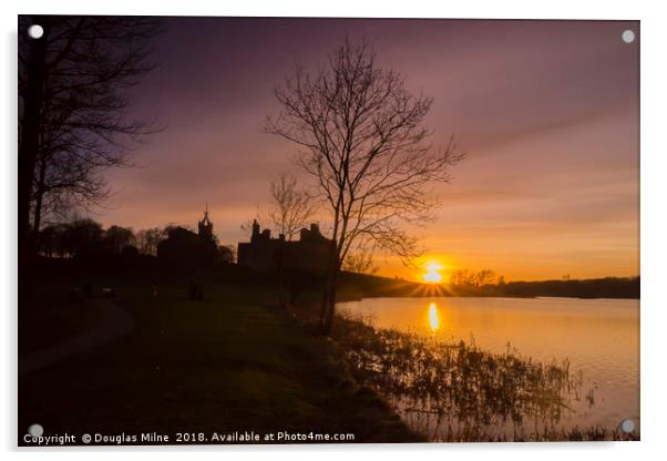 Sunset over Linlithgow Loch Acrylic by Douglas Milne