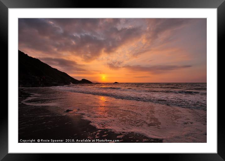 Sunrise on Looe Beach in South East Cornwall Framed Mounted Print by Rosie Spooner
