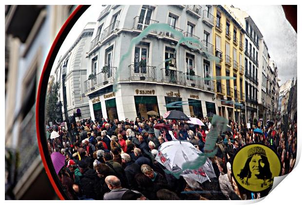 Demonstration in behalf of public pensions Print by Jose Manuel Espigares Garc