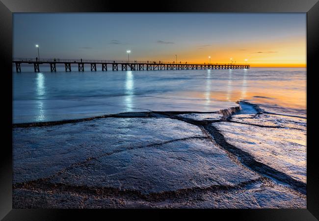 Port Noarlunga pier, Adelaide, South Australia Framed Print by Michael Brookes