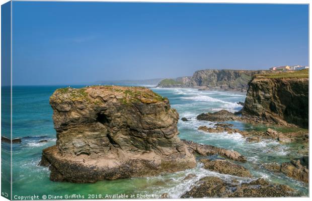 North Cornwall Coastline from Trevelgue Head Canvas Print by Diane Griffiths