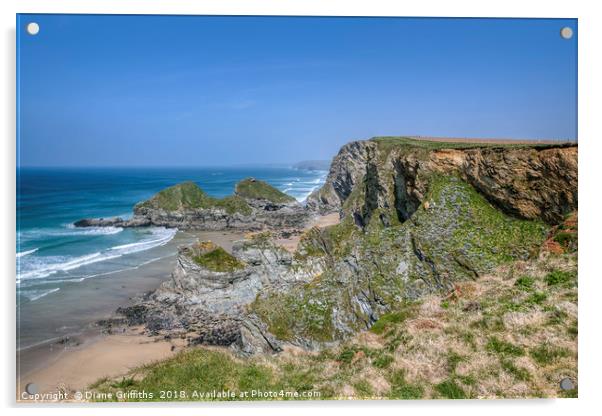 North Cornwall Coast near Porth Acrylic by Diane Griffiths