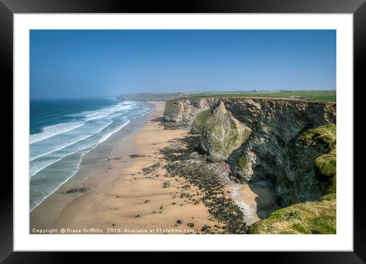 View over Watergate Beach Framed Mounted Print by Diane Griffiths