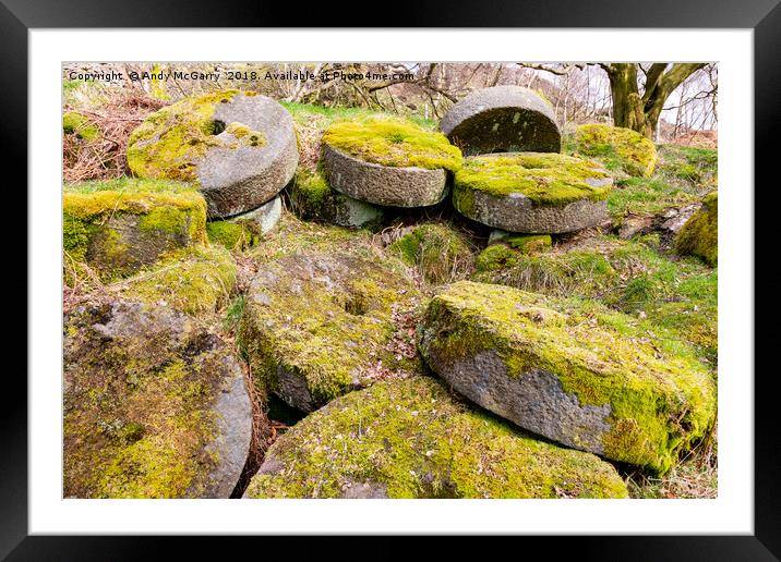 Abandoned Millstones - Peak District Framed Mounted Print by Andy McGarry