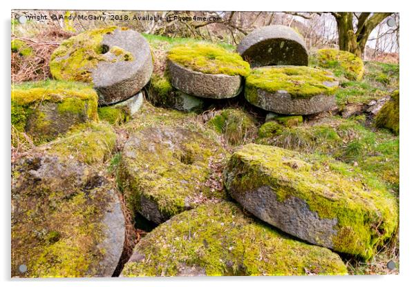 Abandoned Millstones - Peak District Acrylic by Andy McGarry