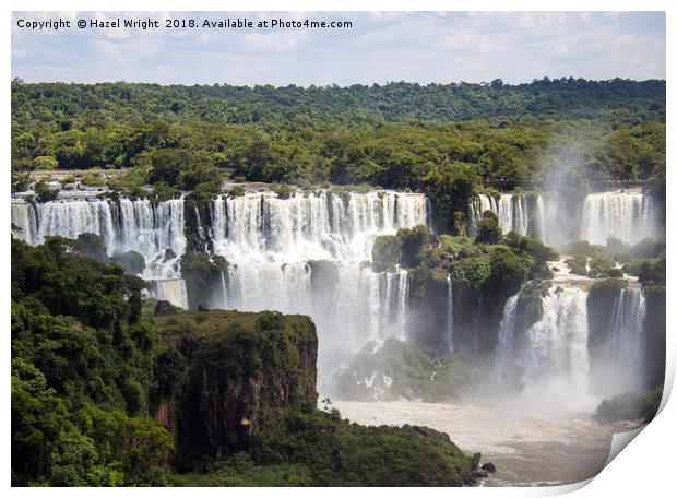 The waterfalls of Iguazu Falls Print by Hazel Wright