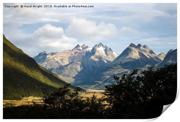 Majestic Mountains of Tierra del Fuego Print by Hazel Wright