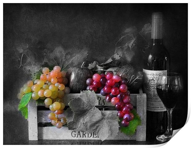 wine and fruit Print by sue davies
