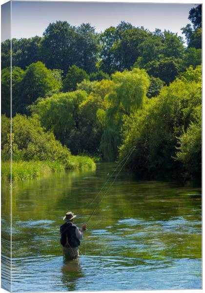 Fly Fishing ,River Itchen,Hampshire England Canvas Print by Philip Enticknap