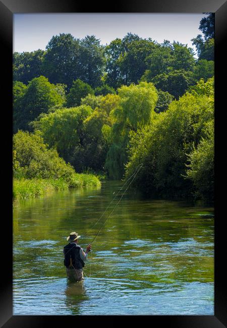 Fly Fishing ,River Itchen,Hampshire England Framed Print by Philip Enticknap