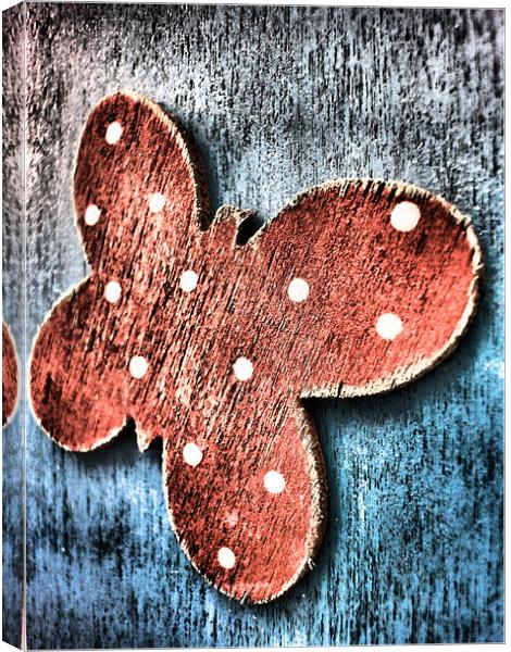 red wooden butterfly Canvas Print by Heather Newton