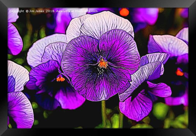 Artistic Purple Pansies Framed Print by Jim Jones