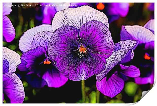 Artistic Purple Pansies Print by Jim Jones