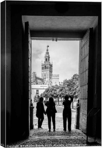 Taking photographs of the Giralda in Seville Canvas Print by KB Photo