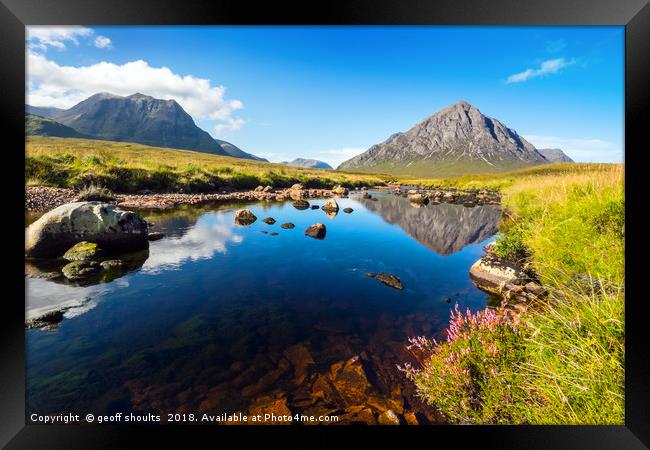 Rannoch Moor and The Buchaille Framed Print by geoff shoults