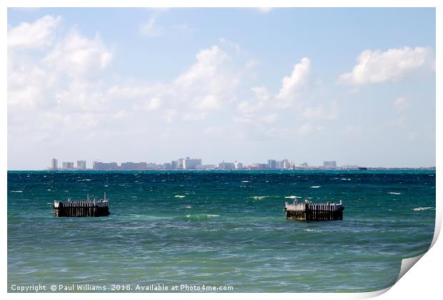 Puerto Juarez and Cancun Mexico from Isla Mujeres Print by Paul Williams