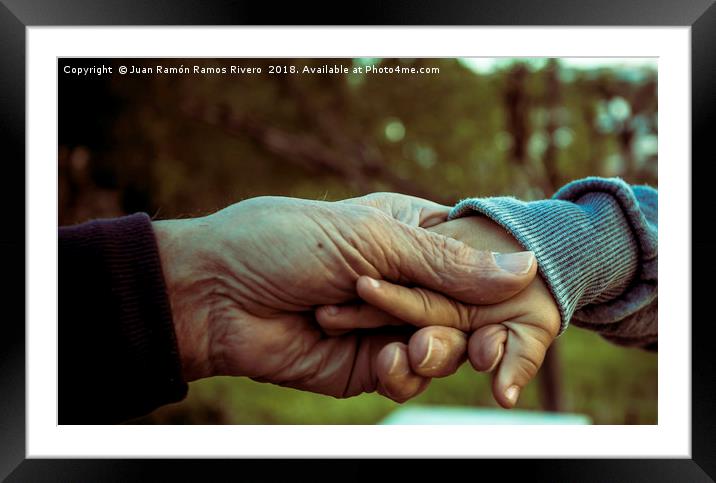 Grandfather and grandson holding hands Framed Mounted Print by Juan Ramón Ramos Rivero