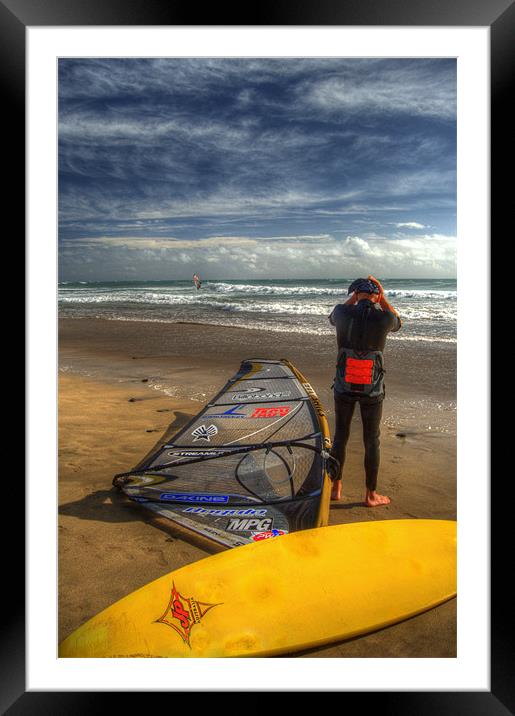 The Resting Wind Surfer Framed Mounted Print by Rob Hawkins