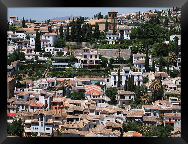 View of Granada from the Alhambra, Spain Framed Print by Linda More