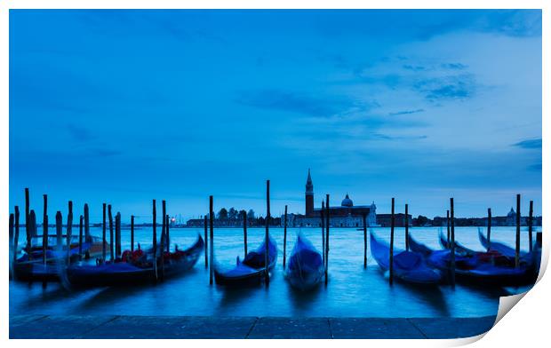 Moving Gondolas  at Twilight, Venice. Print by Maggie McCall