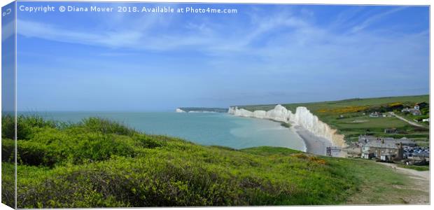 The Seven sisters at Birling Gap Canvas Print by Diana Mower