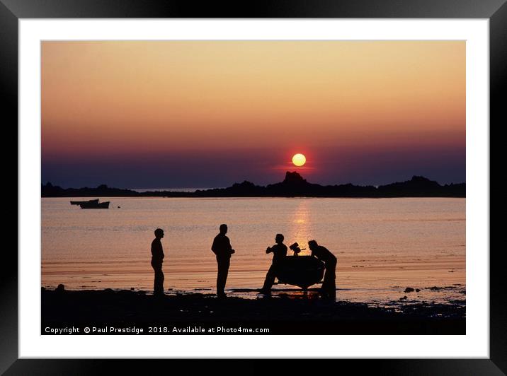 Sunset at Cobo Bay Framed Mounted Print by Paul F Prestidge