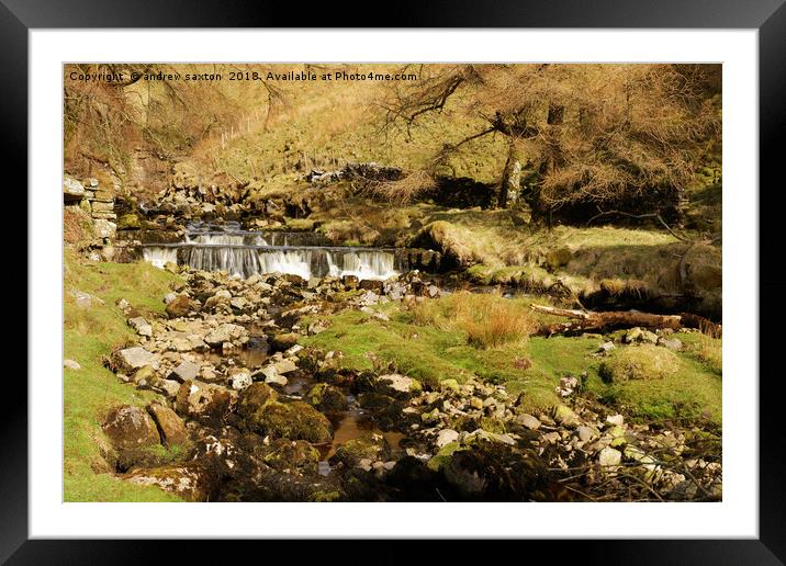 BRANTS GILL WATERFALL Framed Mounted Print by andrew saxton