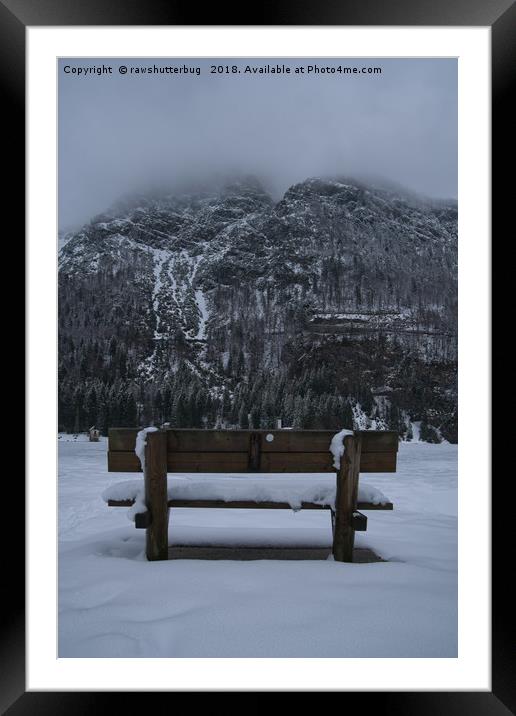 Lone Bench At Lago del Predil Italy Framed Mounted Print by rawshutterbug 