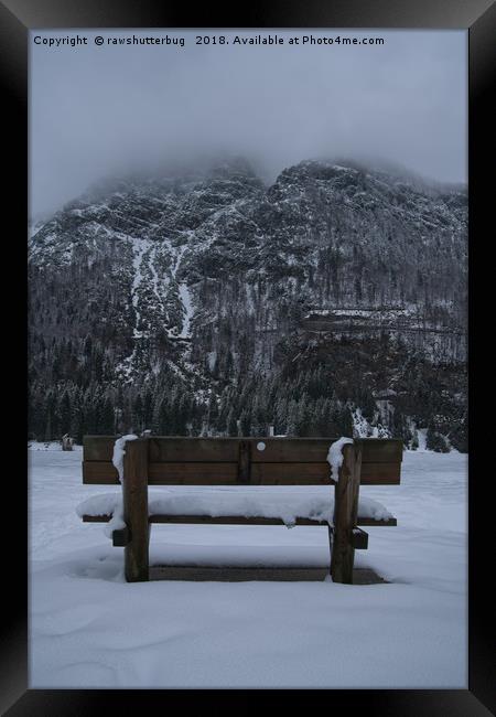 Lone Bench At Lago del Predil Italy Framed Print by rawshutterbug 