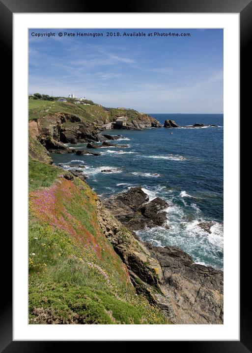 The cliffs of the Lizard Framed Mounted Print by Pete Hemington