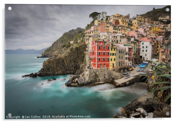A Long Look at Riomaggiore Acrylic by Ian Collins