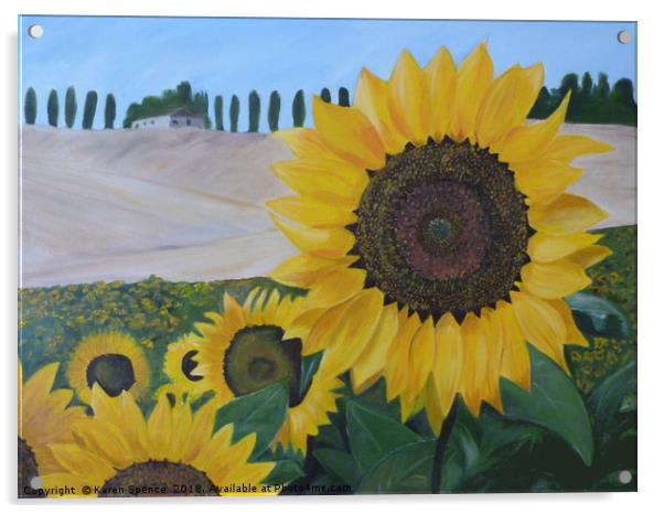Tuscan Sunflowers Acrylic by Karen Spence