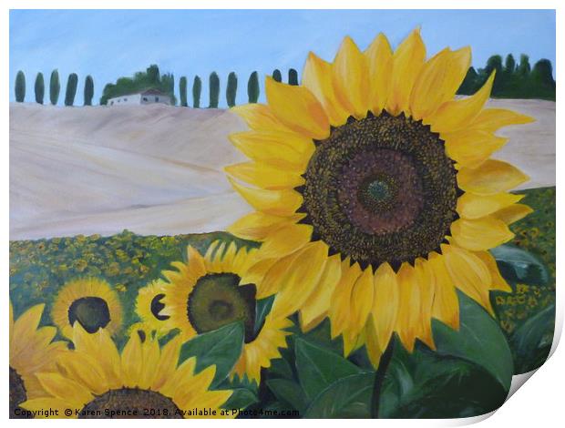 Tuscan Sunflowers Print by Karen Spence