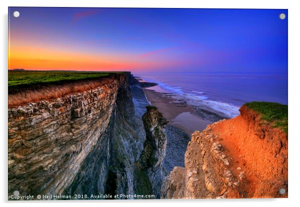 Cliff Stack, Glamorgan Heritage Coast Acrylic by Neil Holman