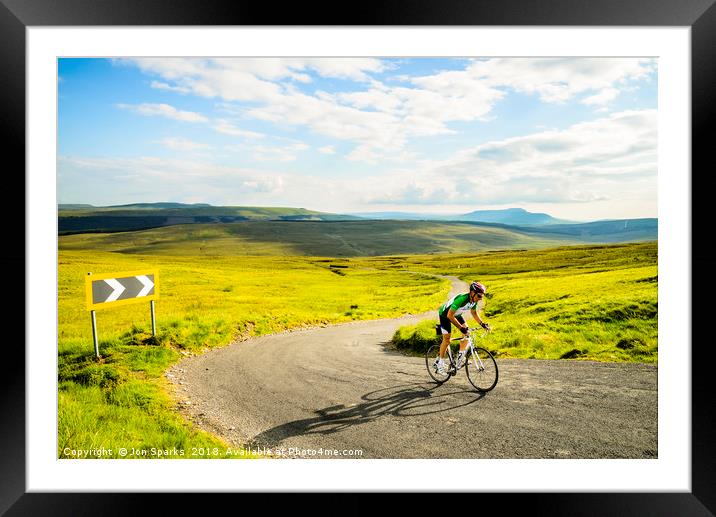 Cyclist on Fleet Moss Framed Mounted Print by Jon Sparks