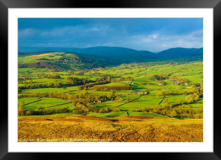 The Lune valley from Holme Knott. Framed Mounted Print by Jon Sparks