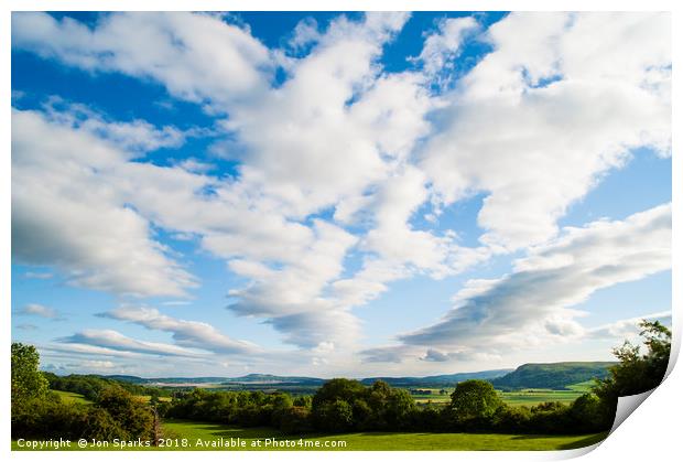 Clouds over the Lyth Valley Print by Jon Sparks