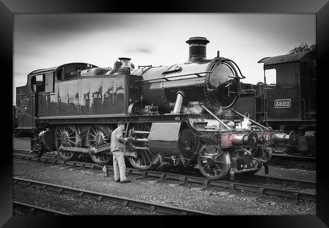  Driver oiling the piston rods of'5101' class 2-6- Framed Print by Philip Enticknap