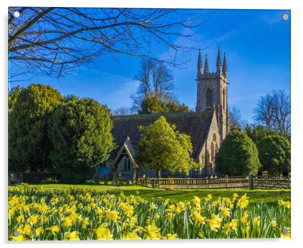 Springtime St Nicholas Church ,Chawton,Hampshire,E Acrylic by Philip Enticknap