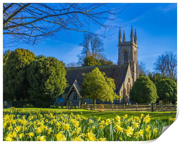 Springtime St Nicholas Church ,Chawton,Hampshire,E Print by Philip Enticknap