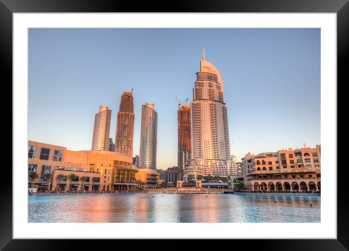 Dubai Sunset Architecture Framed Mounted Print by David Pyatt
