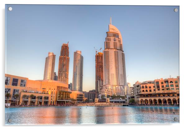 Dubai Sunset Architecture Acrylic by David Pyatt